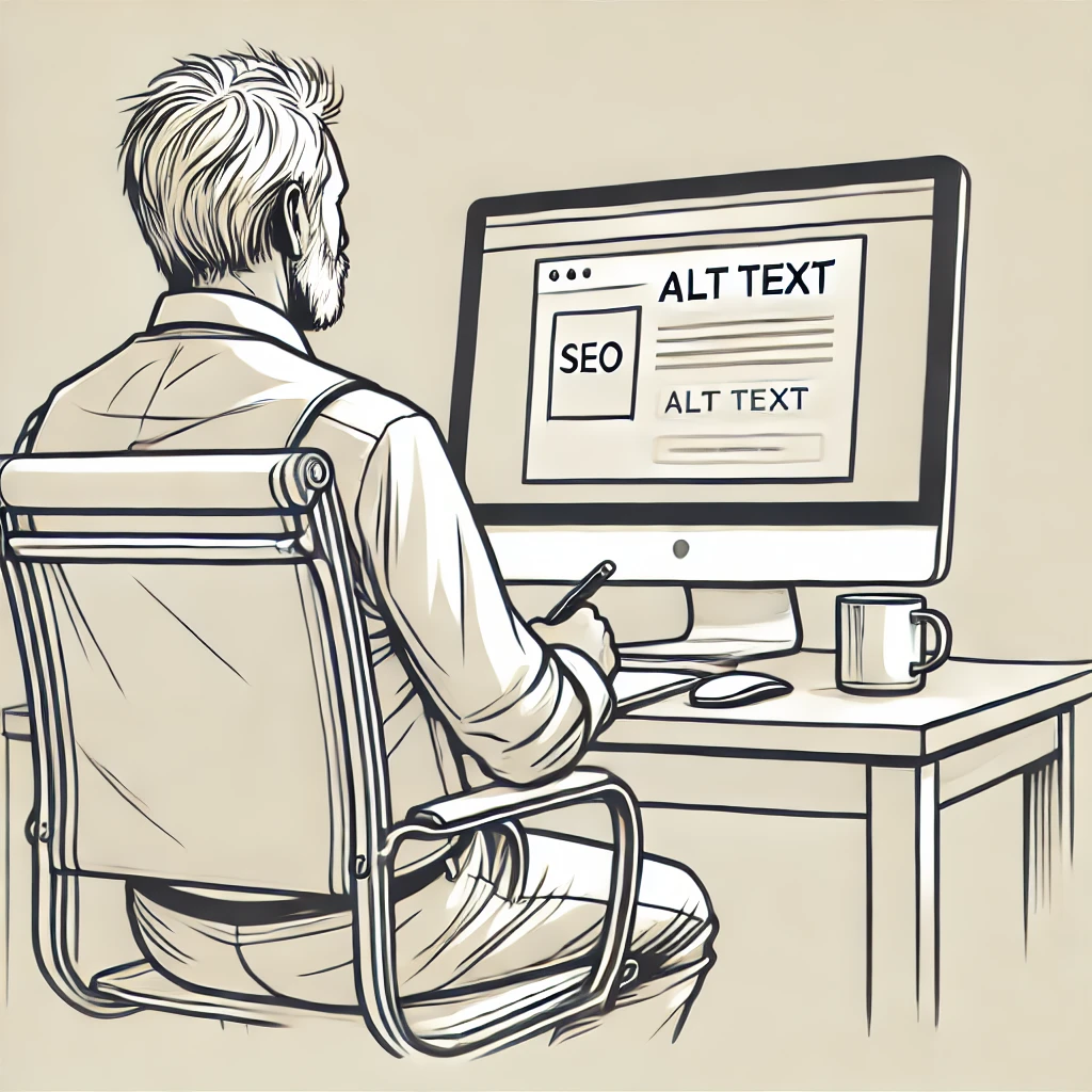 man adding alt text to images